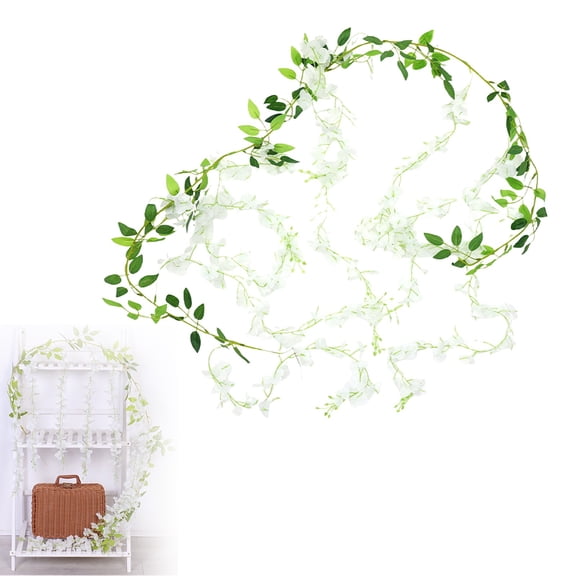Artificial Wisteria Hanging Flower Vine for Home Garden Decor,Cascading Faux Wisteria for Wedding Arch Wall Display,Hanging Flower Vine,White,90.5"