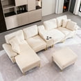 thumbnail image 1 of Noble House Canapé Sectionnel en Forme de U en Forme de Nuage, Équipé d'Un Fauteuil Inclinable Simple et d'Un Repose-Pieds Mobile, interface USB, Beige, 1 of 9