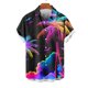 thumbnail image 3 of Mens Casual Manga Corta Botón Abajo Camisas Turndown Cuello Blusa de Impresión, Poliéster Ligero Top de la Moda para el Verano Al Aire Libre Y el Uso Diario, 3 of 6