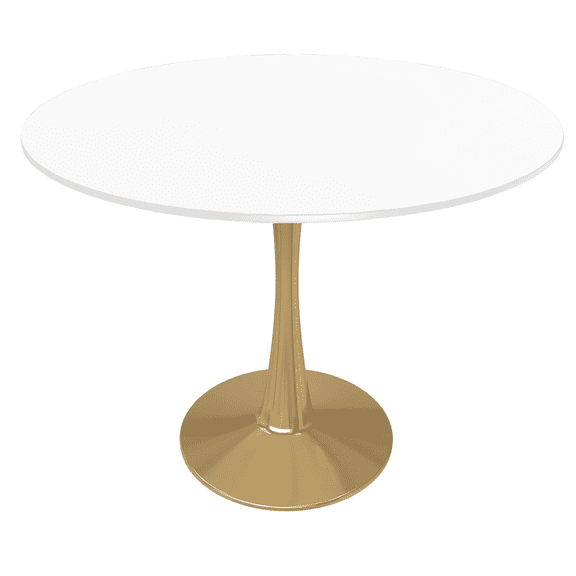 LeisureMod Bristol 40" Round Dining Table – Modern MDF Wood Tabletop, Gold Steel Base, Elegant Kitchen & Dining Room Table for Small Spaces, Apartments, and Cafes