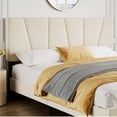 thumbnail image 4 of Ourlova King Bed Frame with Headboard Linen Upholstered Platform Bed with Adjustable Diagonal Channel Tufted Headboard Mattress Foundation with Strong Wooden Slats Box Spring Optional Beige, 4 of 7