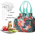 thumbnail image 4 of Pioneer Flower Floral Print Pattern Drawstring Lunch Bag Women - Drawstring Lunch Bag Insulated for Work Office - Stain-Resistant Large Lunchbags for Women with Multi-Pockets, 4 of 6