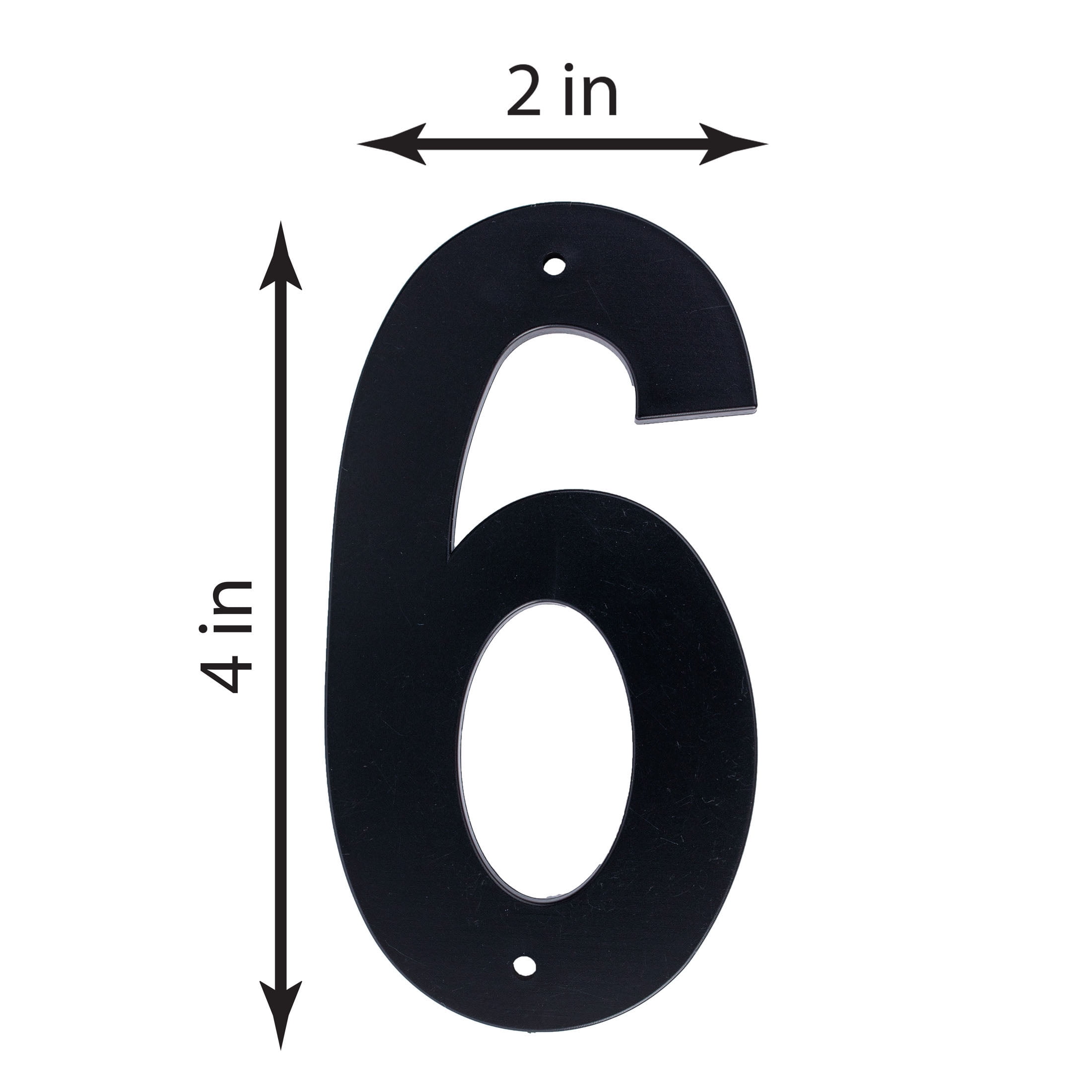 (3 pack) HY-KO 4" Black Plastic Modern Number 6
