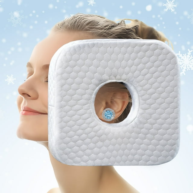 CHARRYARN by TexStead Almohada de Protección para las Orejas con Orificio Central, Almohada para Dormir de Lado, Cojín de Memory Foam Suave, Previene la Presión de las Orejas y Alivia el Dolor de Oíd