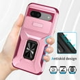 thumbnail image 4 of Phone Case for Google Pixel 8a Case with Sliding Camera Cover, with 360° + 100° Free Rotation Metal Finger Ring Bracket, Fit Magnet Car Mount, 2 In 1 Case Cover for Google Pixel 8a, Pink, 4 of 8