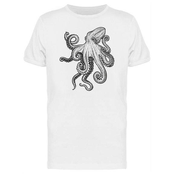 Cool Octopus Vintage Sketch T-Shirt Men -Image by Shutterstock, Male Large