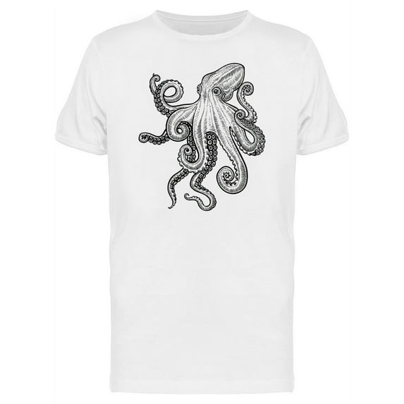 Cool Octopus Vintage Sketch T-Shirt Men -Image by Shutterstock, Male 3X-Large