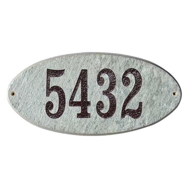 QualArc ROC-4701-QZ 9 in. Rockport Oval in Quartzite Stone Color Solid Granite Address Plaque
