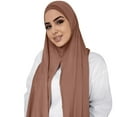 thumbnail image 2 of Baberdicy Muslim Head Scarf - Solid Color Cotton - Easy Wrap Design - Modest Fashion - Lightweight Comfort - Muslim Head Scarf Solid Color Long Scarf Wrap Scarves Brown,One Size, 2 of 4