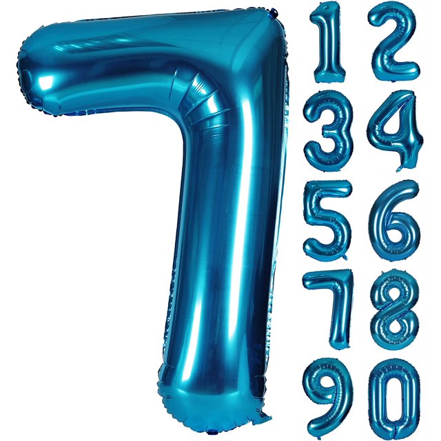40 Inch Blue Numbers 0-9 Birthday Party Decorations Helium Foil Mylar Number Balloon Digital 7