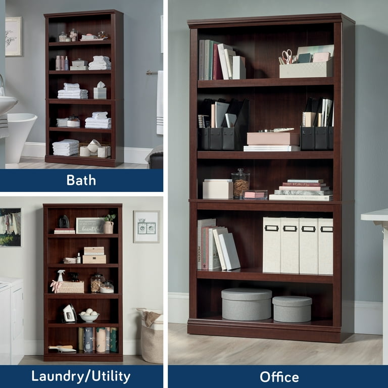 Sauder Select Cherry Finish 5-Shelf Wooden Bookcase Furniture with
