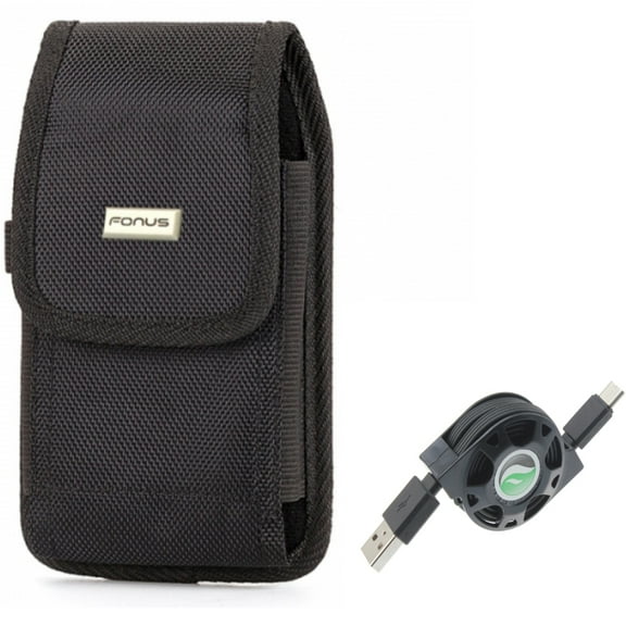 Swivel Case Belt Clip w Retractable USB Cable for Samsung Galaxy A73 5G,A53 5G,A33 5G Phones - Holster Rugged Cover Pouch, Type-C Charger Power Cord