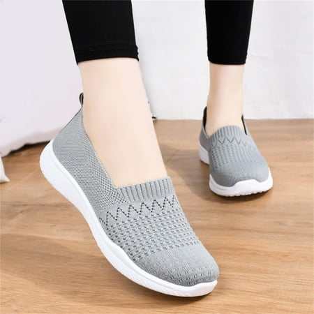 

Ykohkofe Fashion Summer And Autumn Women Sneakers Flat Mesh Breathable Solid Color Slip On Comfortable Casual