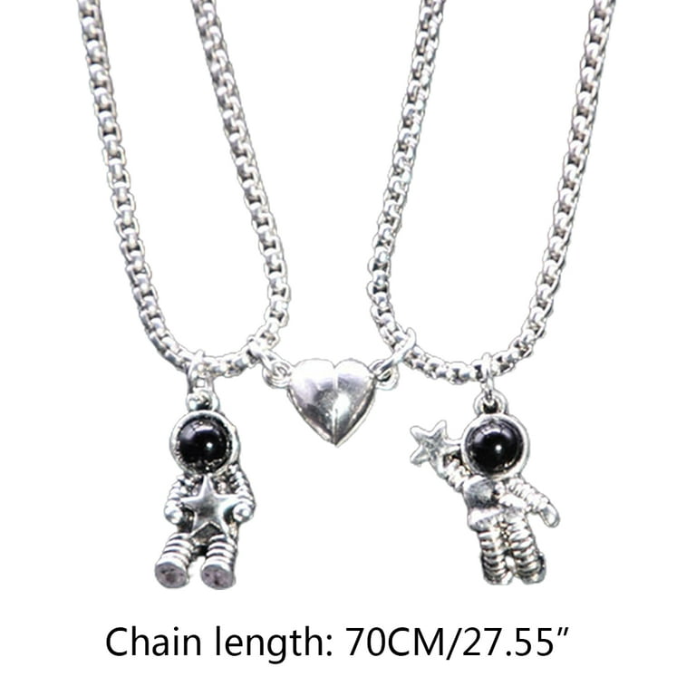 BYDOT Couples Matching Spaceman Pendant Necklace Magnetic