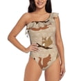 thumbnail image 2 of Yiaed Cartoon Squirrel Print Women One Piece Swimsuits Tummy Control One Shoulder Bathing Suits Pattern Ruffle Swimwear-Small, 2 of 8