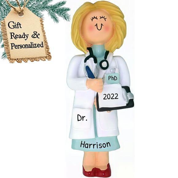 Ornement Personnalisé Médecin 3D 2025 / Cadeau Arbre de Noël Personnalisé Nom & Année pour Infirmières, Pharmaciens, Médecins, Dentistes, Assistants Étudiants en Médecine / Cérémonie de Remise de Diplôme Blanc Diplômés Scolaires Noël