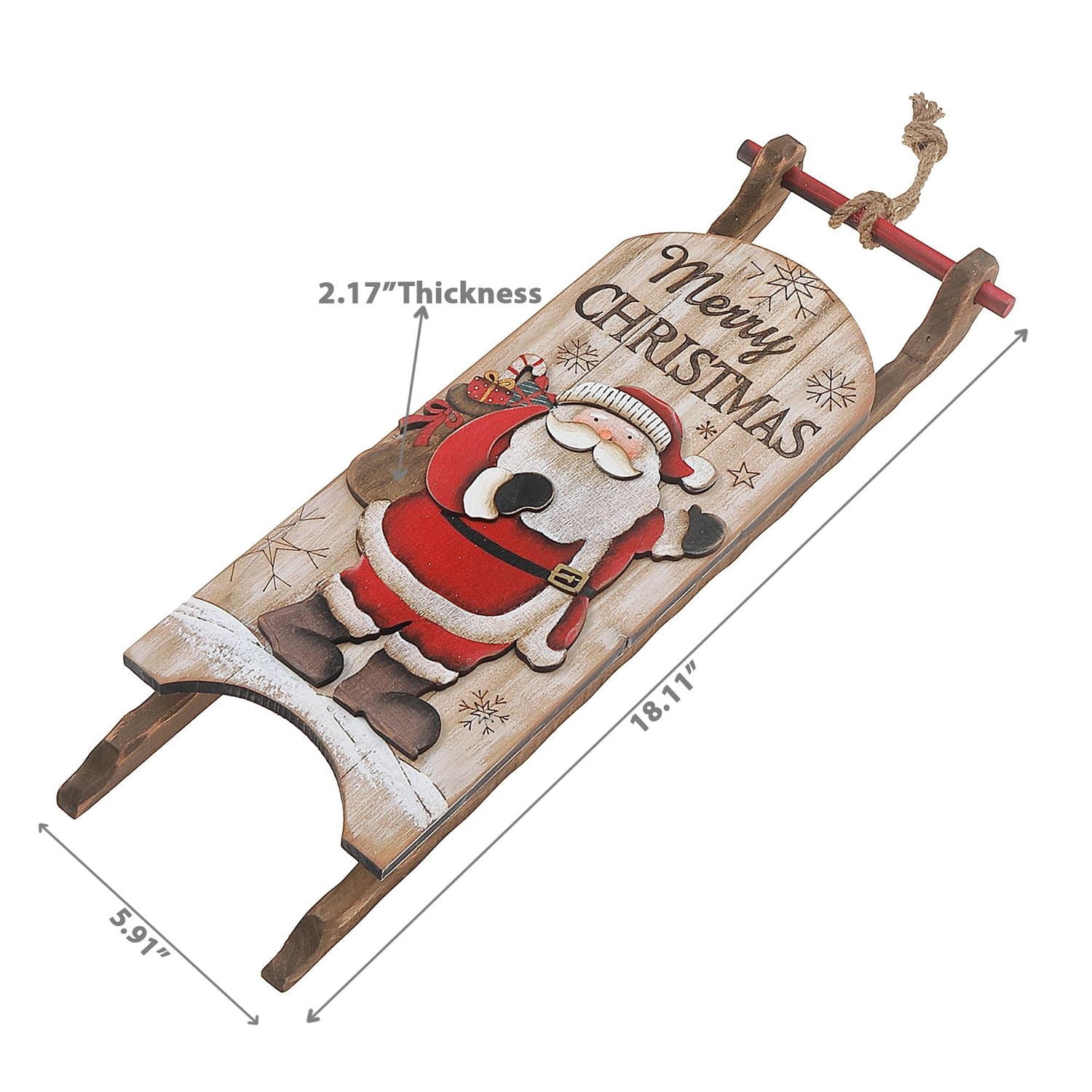 Merry Christmas Wooden Santa Sleigh Hanger