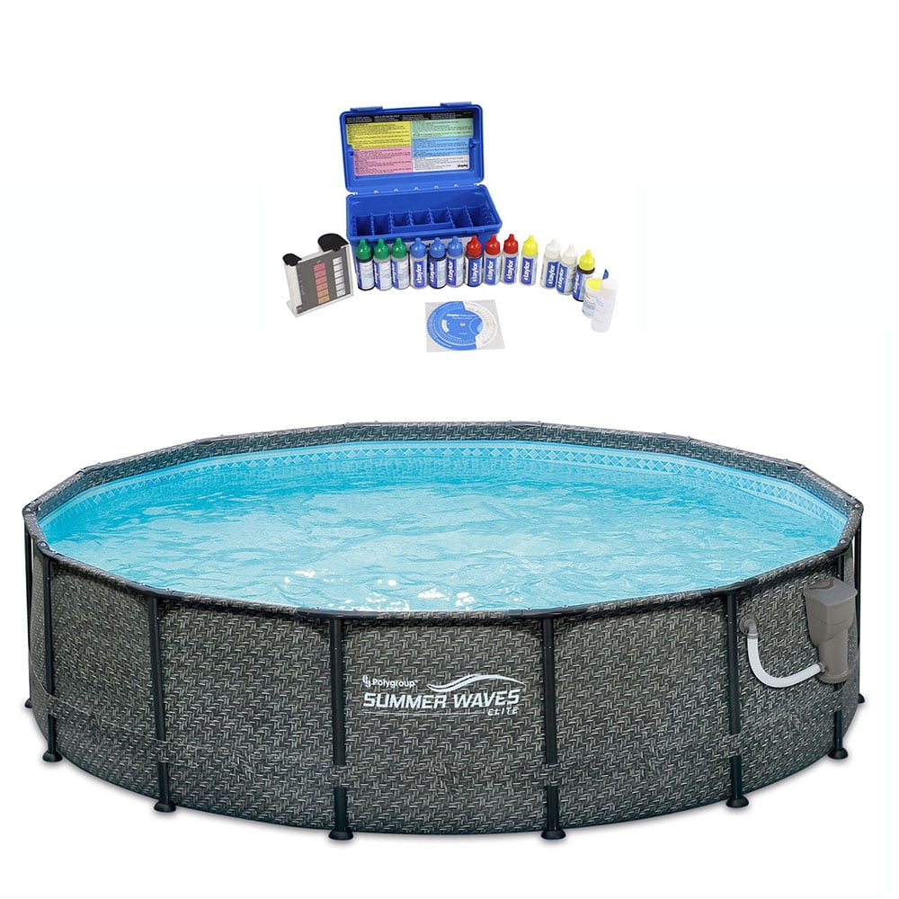 Summer Waves 14 Foot Above Ground Pool Set w/ Taylor Pool Water Test