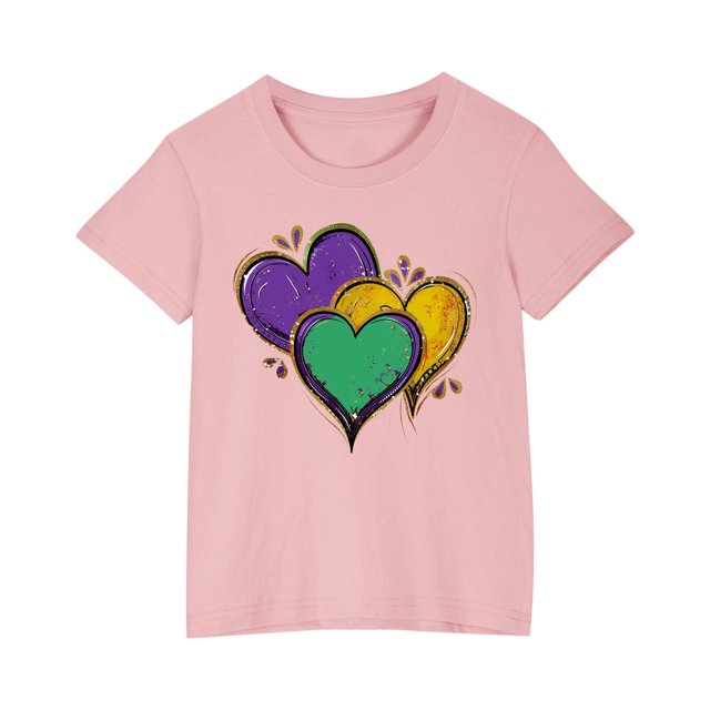 RXIRUCGD 2025 Vêtements d'Été pour Enfants T-shirt Imprimé Mode Mignon Col Rond Manches Courtes