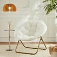 thumbnail image 6 of TOPCHANCES 31" Folding Saucer Chair, Collapsible Lounge Moon Chair with Ottoman, White, 6 of 12