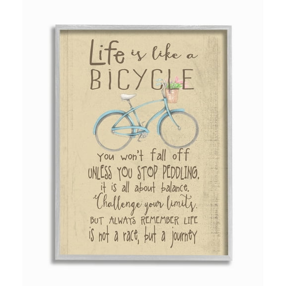 The Kids Room by Stupell Life is Like a Bicycle' Icon Inspirational Typography Framed Wall Art by Regina Nouvel