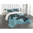 thumbnail image 3 of Ambesonne Fantasy Quilted Bedspread Set 3 Pcs, Sci Fi Alien Ship UFO, Queen Size, Pale Blue Grey, 3 of 5