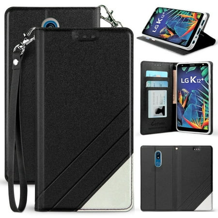 LG K40/K12 Plus/X4 Case, New Infolio Wallet Credit Card Slot ID Cover, View Stand [with Wrist Strap Lanyard] for LG K40 | LG Solo | LG K12 Plus | LG X4 (Best New Credit Cards For 2019)