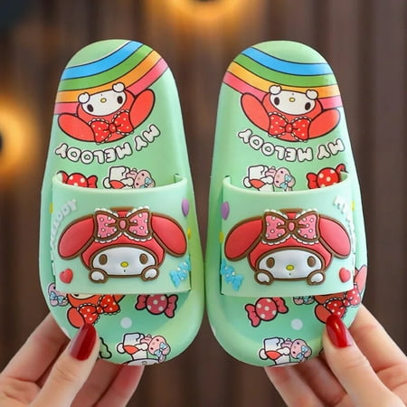 

HUIFEIFEI LS LS Cartoon Sanrios Children Slippers Hello Kitty Cinnamoroll Kuromi Kawaii Cute Baby Summer Indoor Children Anti-Skid Home Slippers