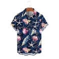 thumbnail image 7 of Xcmzpl Men's Hawaiian Print Button Down Shirt Rolled up Short Sleeve Casual Summer Top Camp Collar Loose Fit Tshirts Dark Blue XL, 7 of 7