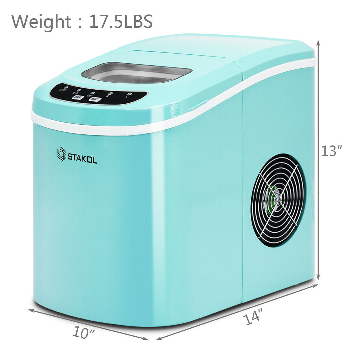 Stakol Portable Compact Electric Ice Maker Machine Mini Cube 26lb/Day Mint Green - image 3 of 10
