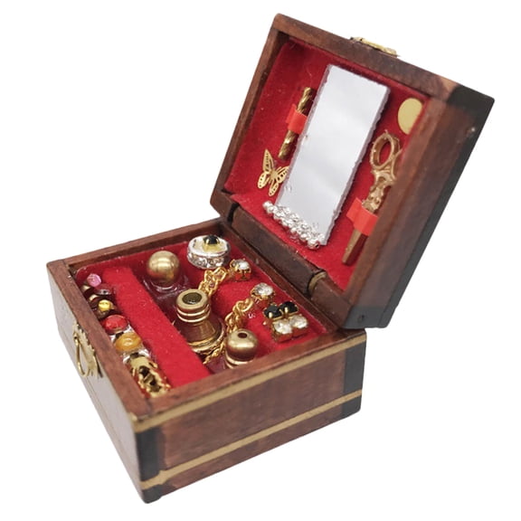 MUSEYA Mini Jewelry Storage Box Birch Wood Assorted Color 1 Pcs