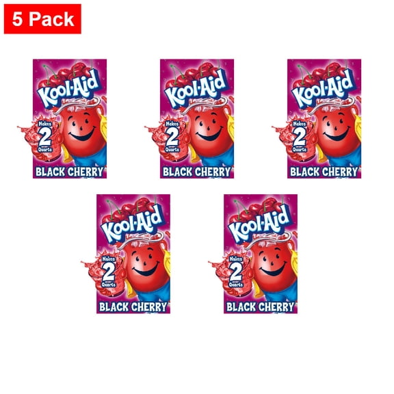 Kool-Aid Zero Sugar Black Cherry Drink Mix Packet 0.13 oz - 5 Pack