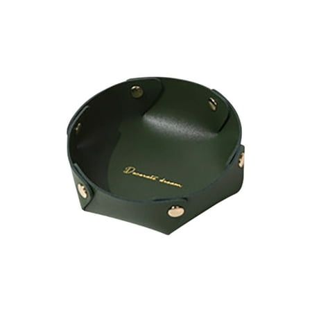 

Mittory Leather Tray Small Desktop Storage Box Bedside Table Car Key Wallet Cash Jewelry Watch Phone Coin Card Cosmetics Stationery DIY Home Decor 17.5x17.5cm