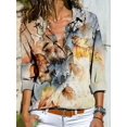 thumbnail image 3 of Camisa informal de manga larga para mujer, Top holgado que combina con todo, estampado de temperamento, 3 of 4