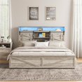 thumbnail image 7 of Vabches Twin Size Bed Frame with 4 Drawers, Metal Platform Bed with LED Lights, Charging Station and Bookcase Headboard, No Box Spring Needed, 7 of 7