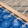 thumbnail image 4 of Lazy Daze Hammocks Quilted Fabric Hammock with Pillow for Two Person Double Size Spreader Bar Heavy Duty Stylish, Blue Floral, 4 of 7