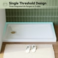 thumbnail image 2 of HOROW 48" x 32" Single Shower Base Acrylic Rectangle with Stainless Steel Brushed Gold Drain Left Drain Location, 2 of 9