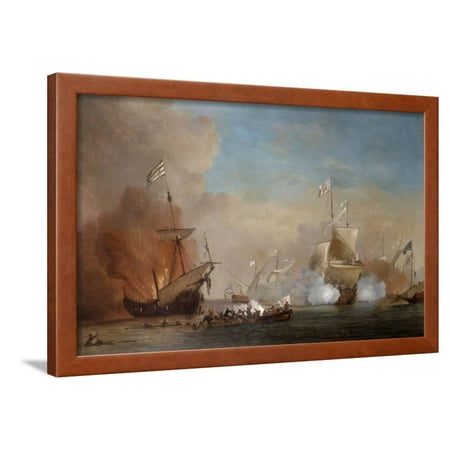 17th Century Framed Print - Pirates Attacking a British Navy Ship, 17th Century Framed Print Wall Art By Willem Van De Velde The Younger