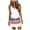 Orange Womens Summer Dress, variant on USSUMA Summer Dresses For Women 2022 Beach, Women Summer Casual Striped Dress V Neck Spaghetti Strap Mini Dress Elastic Waist Belt Swing Dress with Pockets