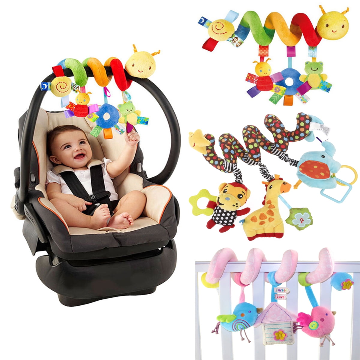 Baby Activity Spiral Hanging Toy for Pushchair Pram Stroller Car Seat Cot Bed T 