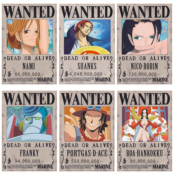 Pósteres de recompensa de Anime Wanted, 28,5 x 19,5 cm, adhesivos de pared de recompensa de Anime Wanted, póster de papel, decoración del hogar, integración perfecta