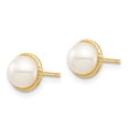 thumbnail image 2 of Solid 14k Yellow Gold 5-6mm White Button Freshwater Cultured Pearl Post Studs Earrings - 6mm x 6mm, 2 of 4