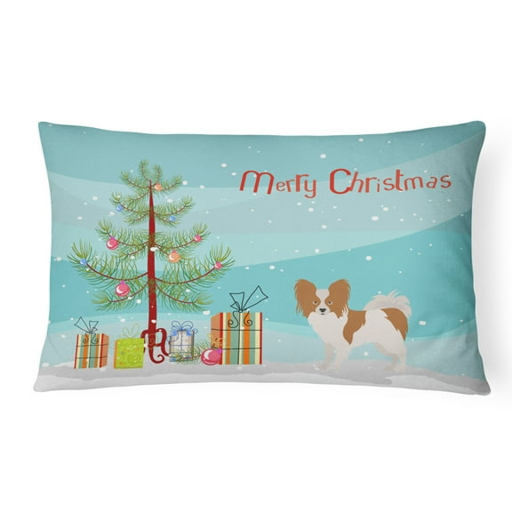 Carolines Treasures CK3476PW1216 Papillon Christmas Tree Canvas Fabric Decorative Pillow, 12H x16W, multicolor