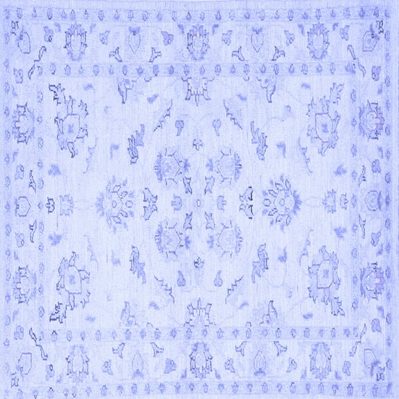 Ahgly Company Machine Washable Indoor Square Persian Blue Traditional Area Rugs, 7' Square