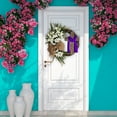 thumbnail image 3 of Easter Wreath Door Hanging Decoration with Cross, Bouquet Garland for Front Door Decor, Simulation Plant Flower Link Day Decorations Grape Vines Wreath, 3 of 4