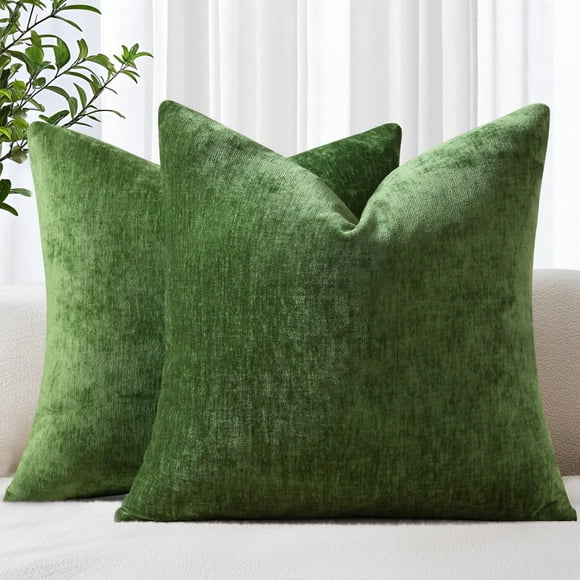 Set de 2 fundas de almohada DecoruHome (chenilla, 41 x 41 cm), color verde musgo