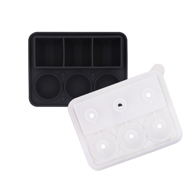 CSChome Bac à Glaçons avec Couvercle Antiadhésif Réutilisable de Qualité Alimentaire 6 Compartiments pour Faire des Boules de Glace Rondes et Carrées