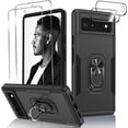 thumbnail image 1 of Case for Google Pixel 6 with Screen Protector,  [2pcs] and Camera Lens Protector [2pcs], 360 Degree Rotate Ring Stand Fit Magnetic Car Mount Holder Rugged Case for Google Pixel 6 6.4 inch, Black, 1 of 6