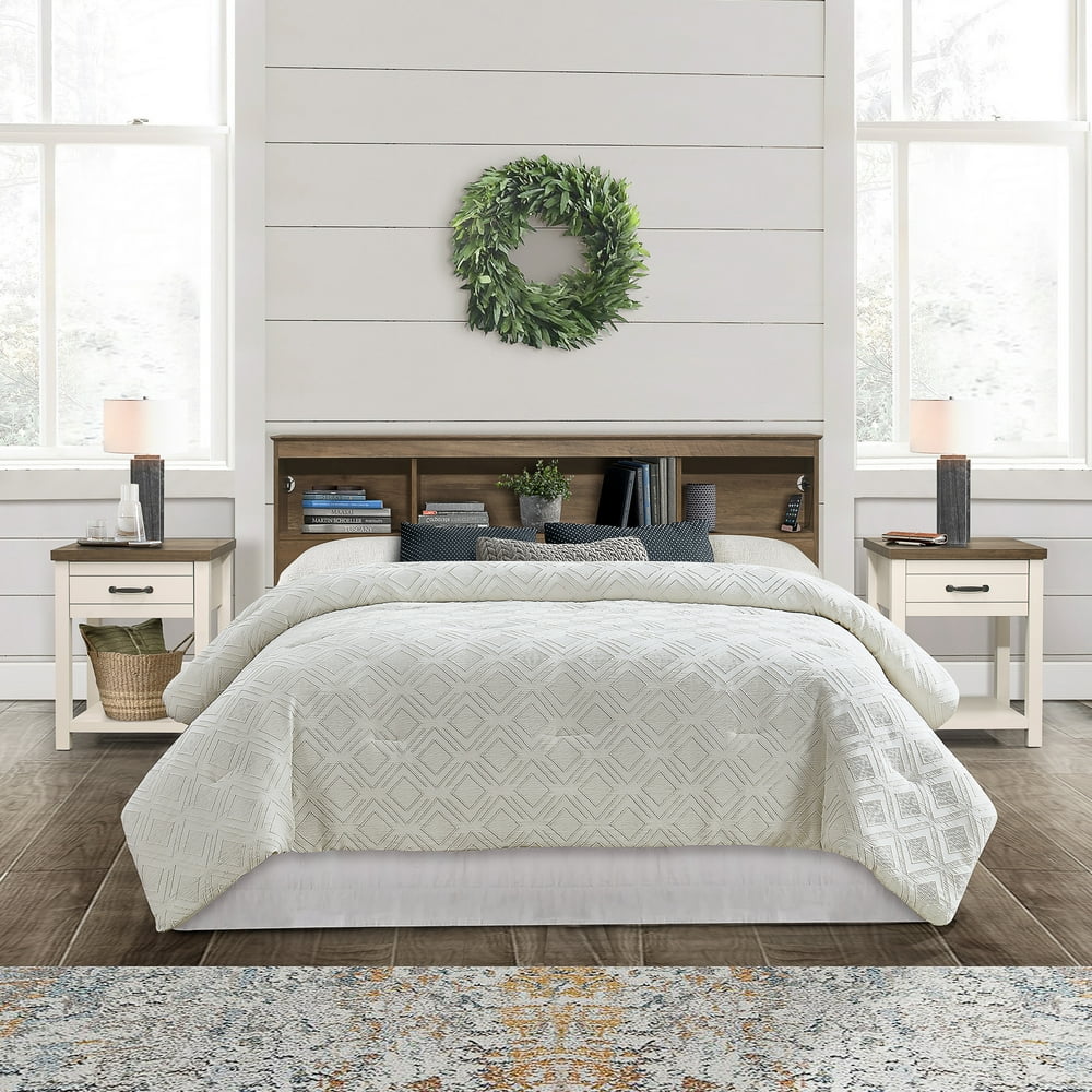 Carriage Hill Low Profile Bookcase Full/Queen Headboard with 2 USB