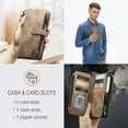 thumbnail image 6 of Dteck Case for iPhone 14 Pro Wallet Case for Women Men, Fashion Durable PU Leather Magnetic Flip Lanyard Strap Wristlet Zipper Card Holder Wallet Phone Case for iPhone 14 Pro 6.1-inch,Brown, 6 of 11